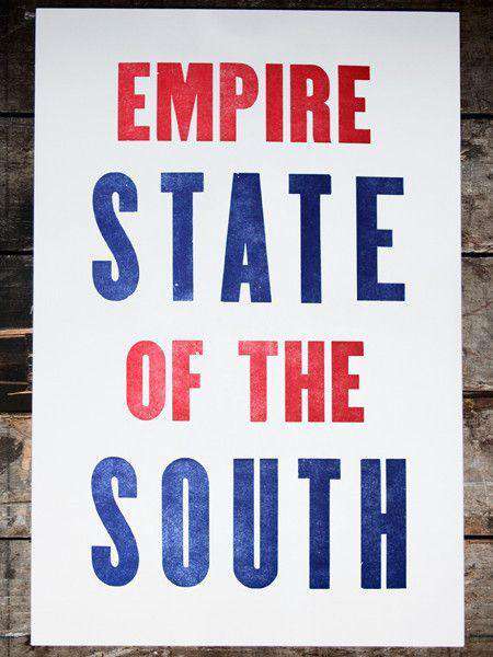Empire State in Red and Blue Hand-Pressed Print by The Old Try - Country Club Prep