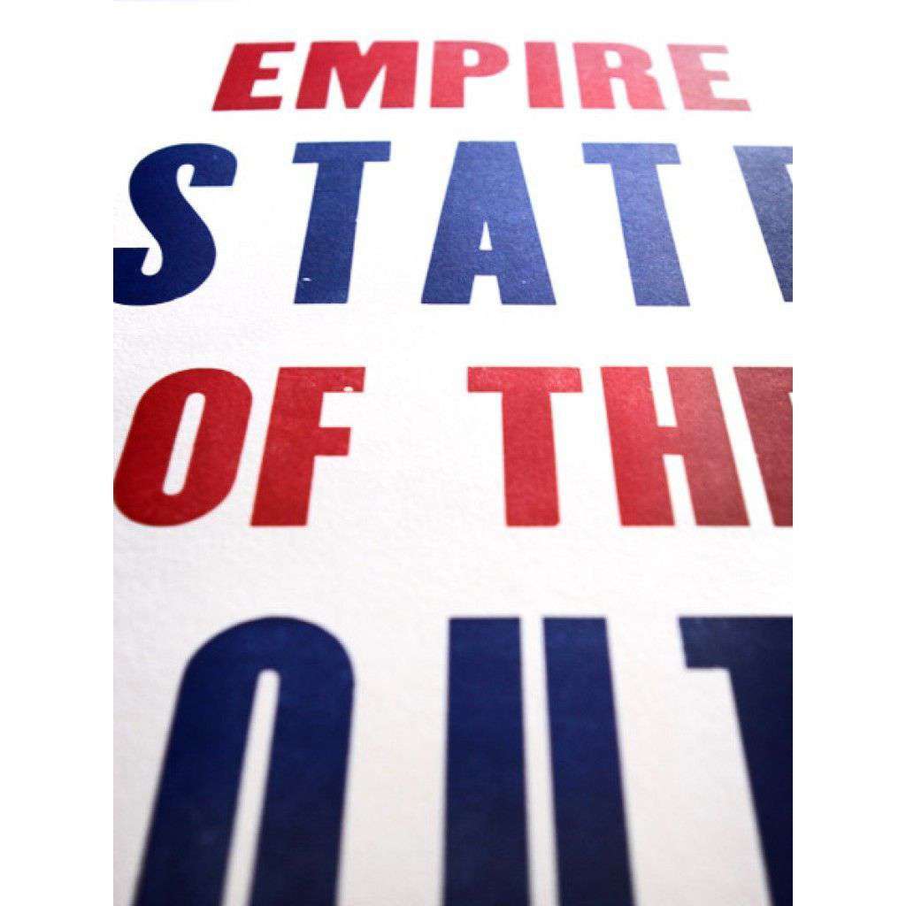 Empire State in Red and Blue Hand-Pressed Print by The Old Try - Country Club Prep