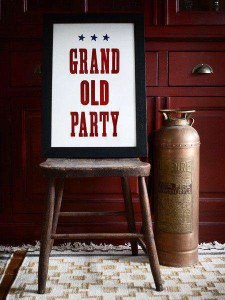 Grand Old Party Hand Pressed Print by The Old Try - Country Club Prep