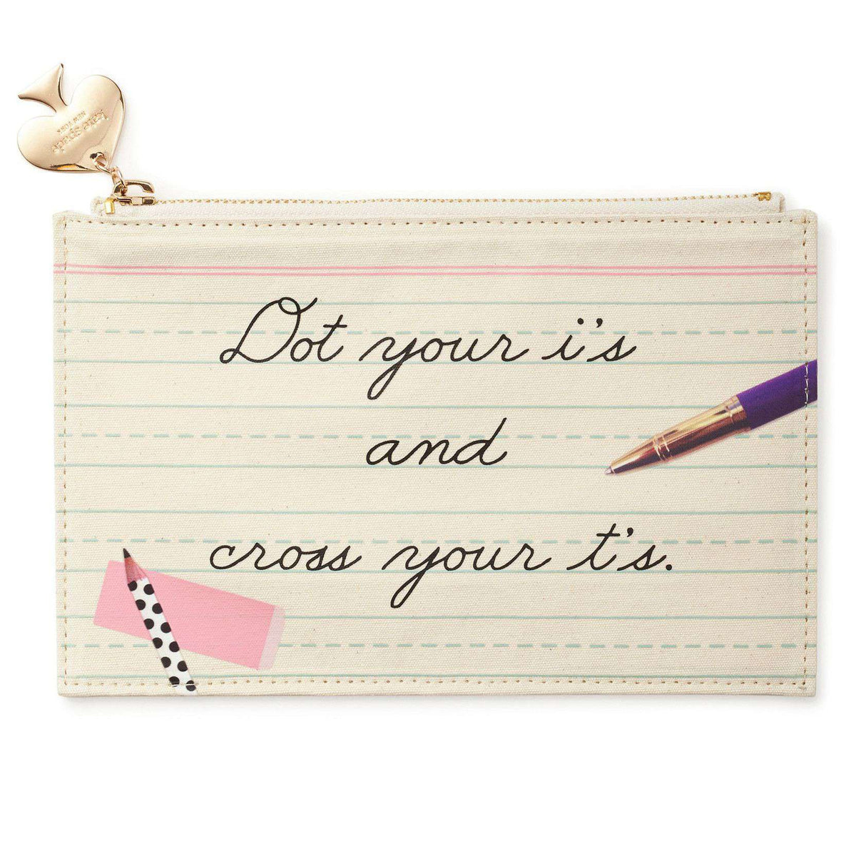 Pencil Pouch in Dot Your I's and Cross your T's by Kate Spade New York - Country Club Prep