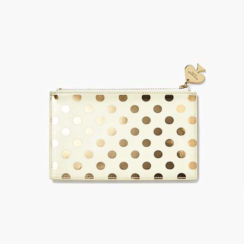 Pencil Pouch in Gold Dots by Kate Spade New York - Country Club Prep