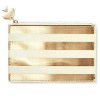 Pencil Pouch in Gold Stripes by Kate Spade New York - Country Club Prep