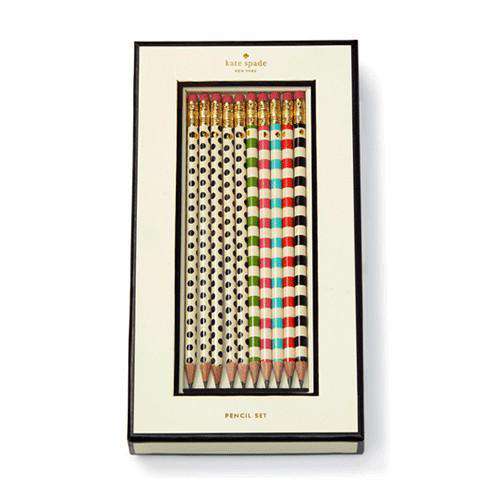 Pencil Set in Stripes and Dots by Kate Spade New York - Country Club Prep