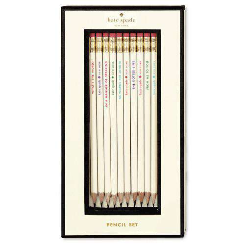 Pencil Set in White by Kate Spade New York - Country Club Prep