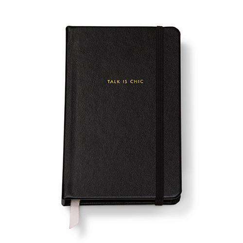 "Talk is Chic" Medium Leatherette Notebook in Black by Kate Spade New York - Country Club Prep