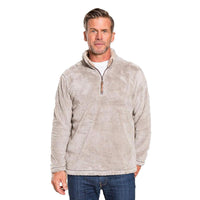 Pebble Pile Pullover 1/2 Zip in Faded Heather by True Grit - Country Club Prep