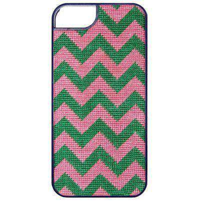 Chevron Needlepoint iPhone 6 Case in Pink and Green by Smathers & Branson - Country Club Prep