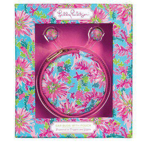 Earbuds with Pouch in Trippin' and Sippin' by Lilly Pulitzer - Country Club Prep
