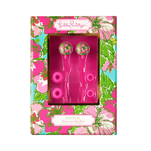 Earbuds with Volume Control in Big Flirt by Lilly Pulitzer - Country Club Prep