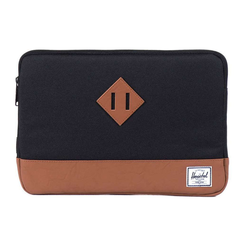 Heritage Macbook 11" Sleeve in Black and Tan Synthetic Leather by Herschel Supply Co. - Country Club Prep