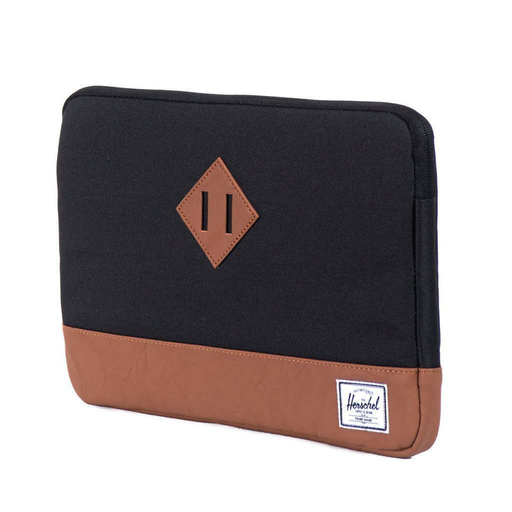 Herschel Heritage Sleeve for 12 inch MacBook, Black/Tan Synthetic Leather