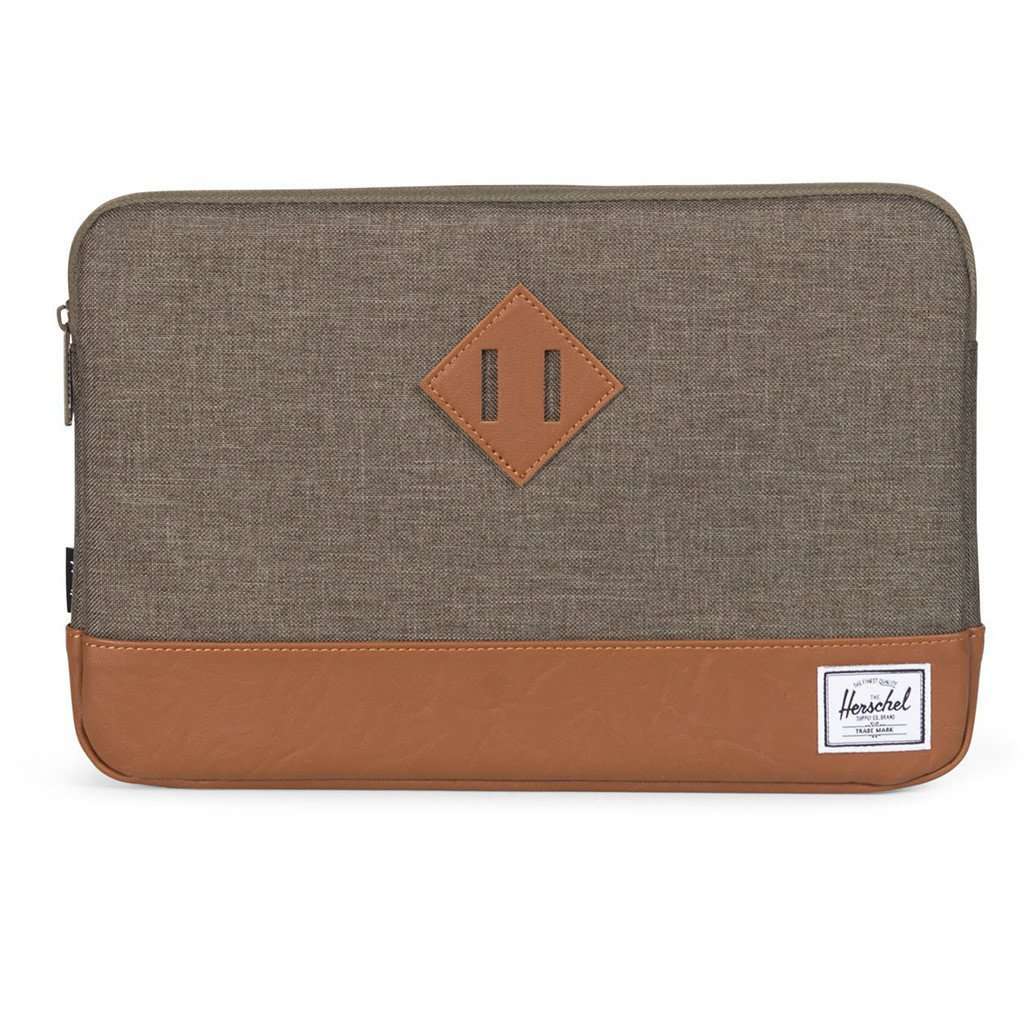 Heritage Macbook 11" Sleeve in Canteen Crosshatch and Tan Synthetic Leather by Herschel Suply Co. - Country Club Prep