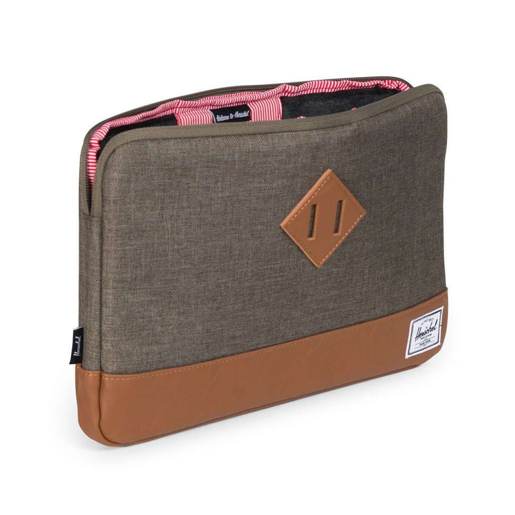 Herschel Supply Co. Heritage MacBook 11 Sleeve in Canteen Crosshatch and Tan Synthetic Leather