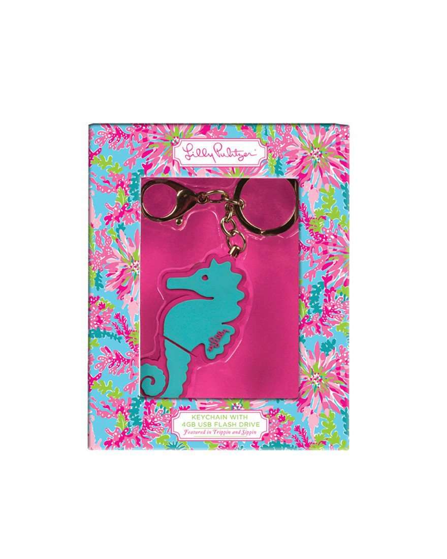 Keychain with USB Flash Drive in Seahorse by Lilly Pulitzer - Country Club Prep