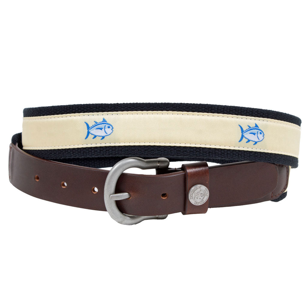 Skipjack Ribbon Belt in Pineapple by Southern Tide - Country Club Prep