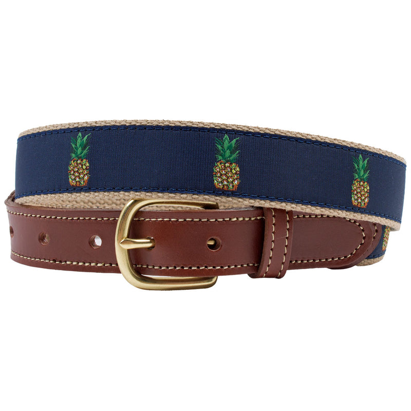 Perspicacious Pineapple Leather Tab Belt by Country Club Prep - Country Club Prep