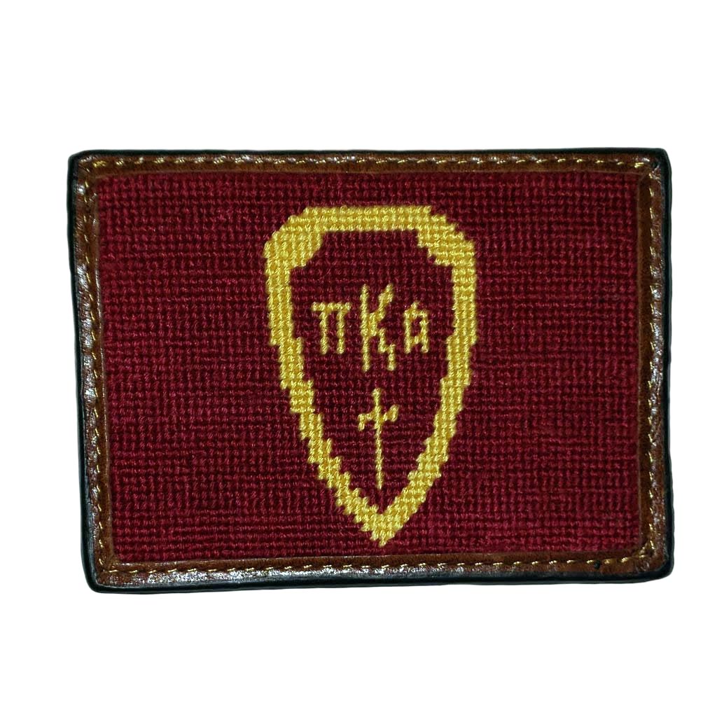 Pi Kappa Alpha (PIKE) Needlepoint Credit Card Wallet in Garnet by Smathers & Branson - Country Club Prep