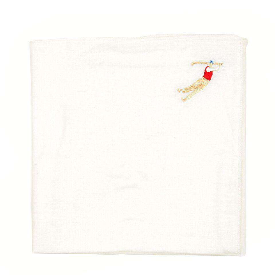 18th Hole Pocket Square in White Linen by Bird Dog Bay - Country Club Prep