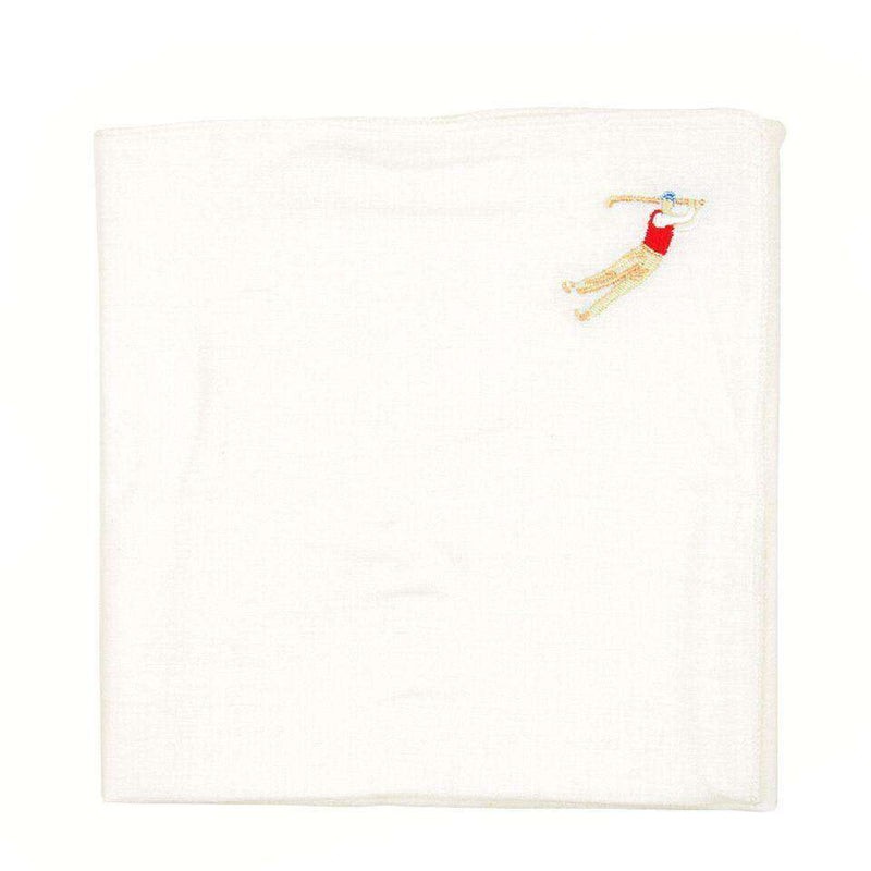 18th Hole Pocket Square in White Linen by Bird Dog Bay - Country Club Prep