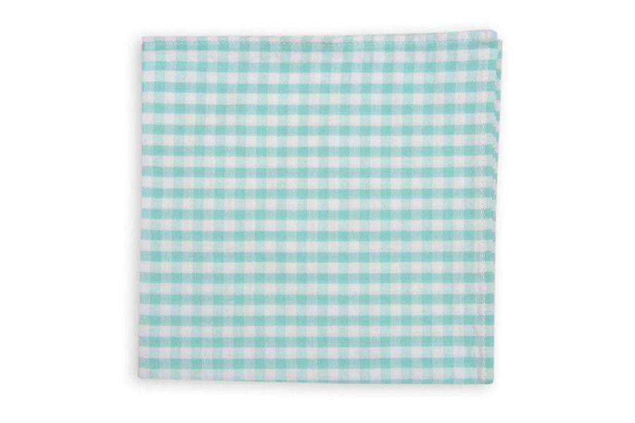 Aqua Seersucker Check Pocket Square by High Cotton - Country Club Prep