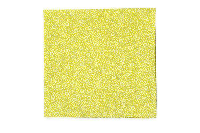 Brookgreen Floral Pocket Square in Yellow by High Cotton - Country Club Prep