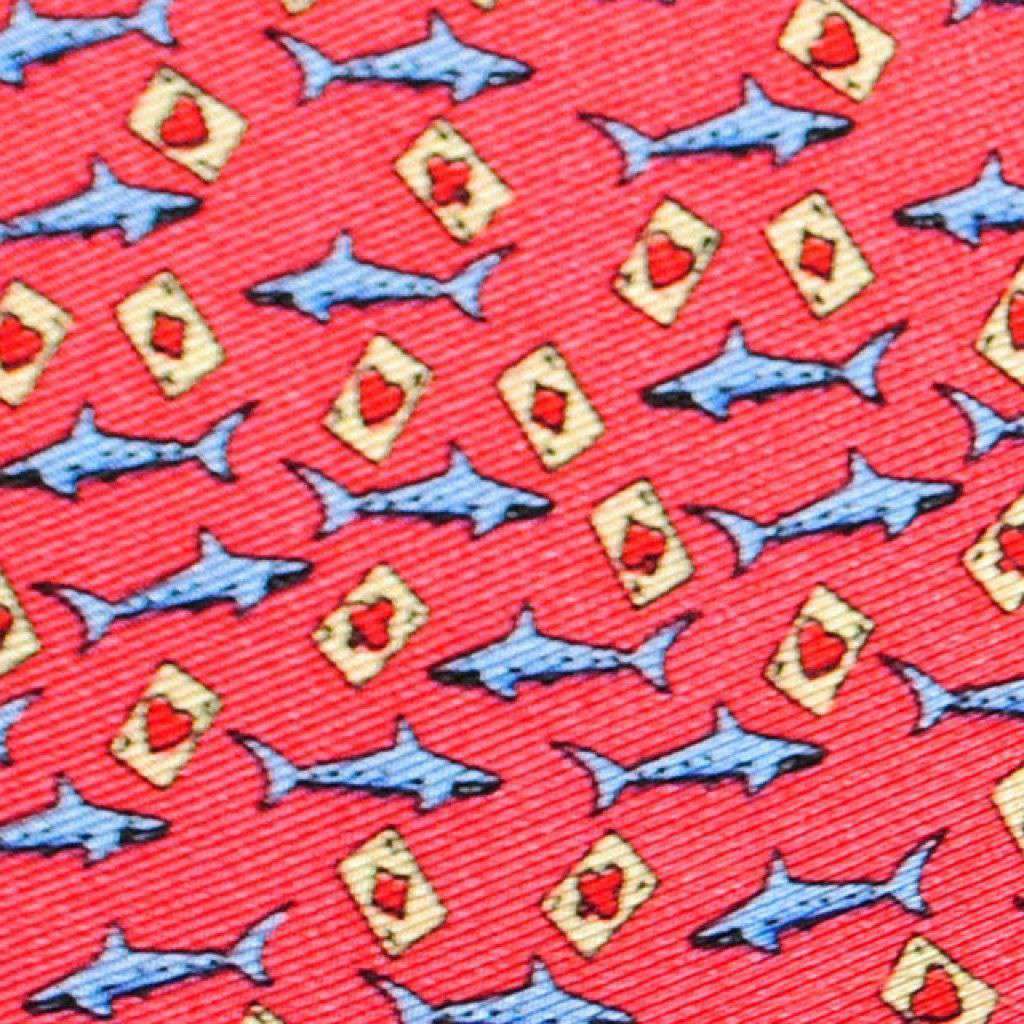 Card Shark Pocket Square in Red by Peter-Blair - Country Club Prep