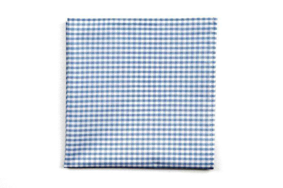 Carolina Blue Gingham Pocket Square by High Cotton - Country Club Prep