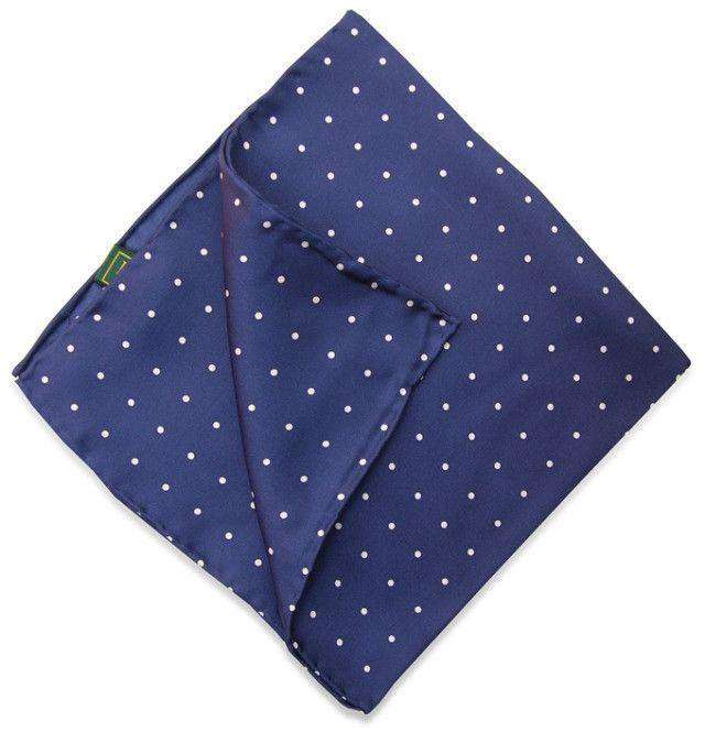 Classic Spots Pocket Square in Navy by Bird Dog Bay - Country Club Prep