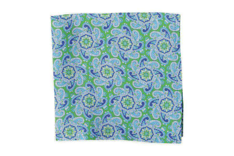 Derby Paisley Linen Pocket Square in Green by High Cotton - Country Club Prep