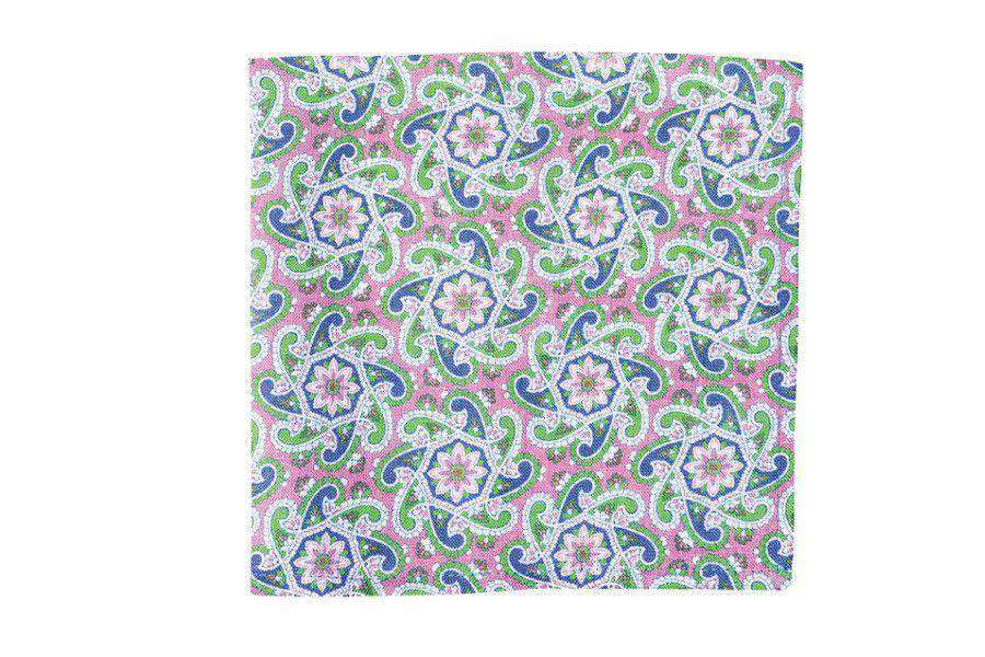 Derby Paisley Linen Pocket Square in Pink by High Cotton - Country Club Prep