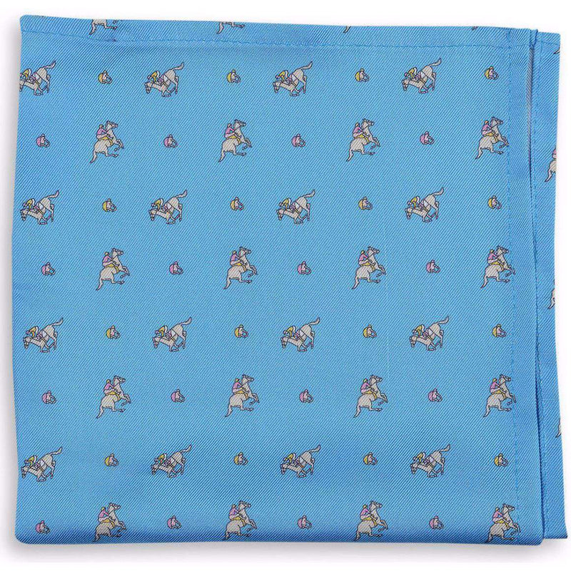 Derby Silk Pocket Square in Blue by High Cotton - Country Club Prep