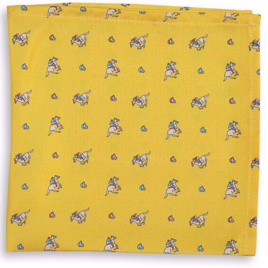 Derby Silk Pocket Square in Yellow by High Cotton - Country Club Prep