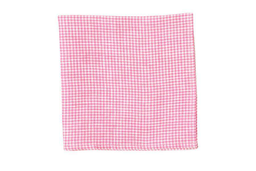 Linen Gingham Pocket Square in Watermelon by High Cotton - Country Club Prep