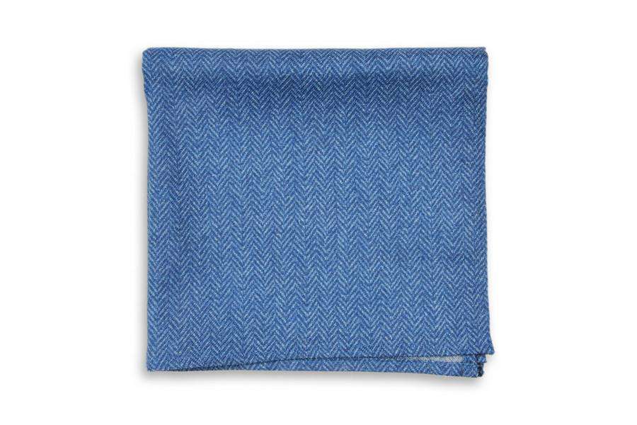 Oxford Blue Herringbone Pocket Square by High Cotton - Country Club Prep