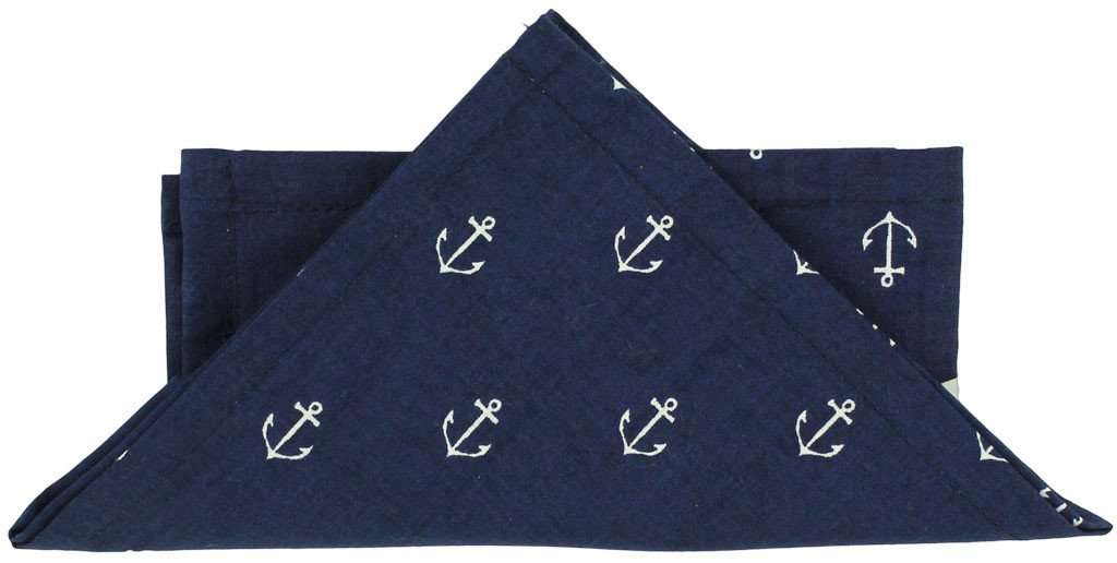 Pocket Square in Navy Anchors by Just Madras - Country Club Prep
