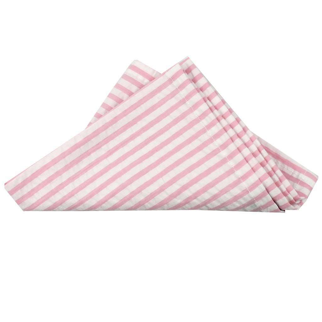 Pocket Square in Wide Pink Seersucker by Just Madras - Country Club Prep