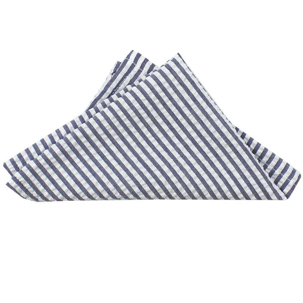 Seersucker Pocket Square in Wide Blue by Just Madras - Country Club Prep