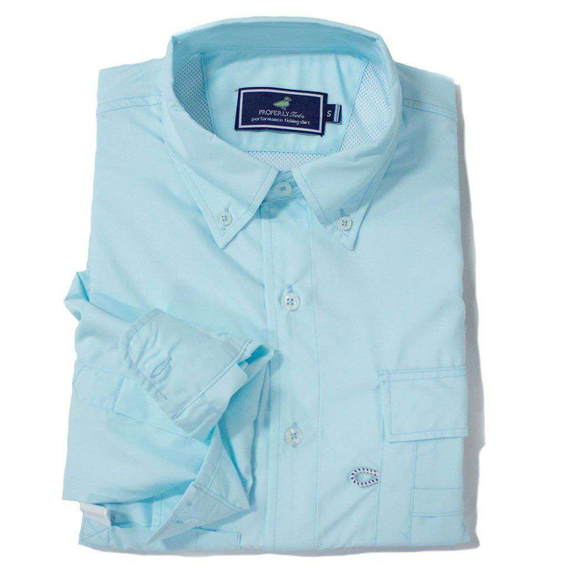 Boy's Performance Fishing Shirt in Seafoam by Properly Tied - Country Club Prep