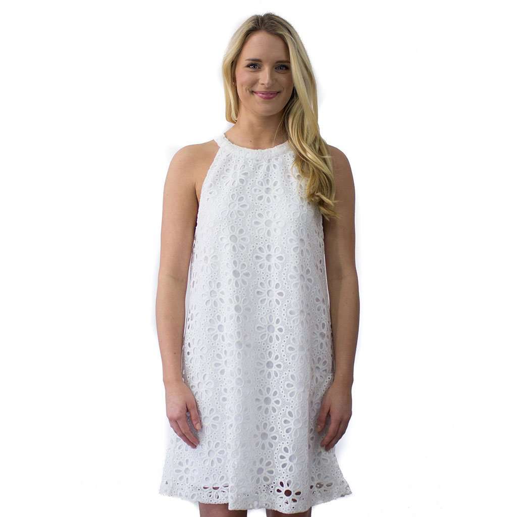 Mary Michael Eyelet Dress in White by Properly Tied - Country Club Prep