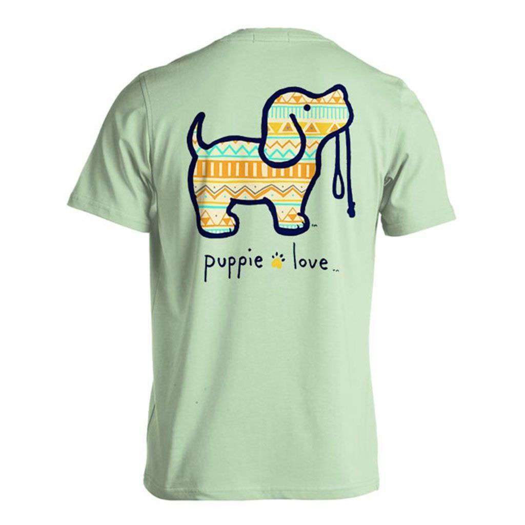 Aztec Pup Short Sleeve Tee in Mint by Puppie Love - Country Club Prep