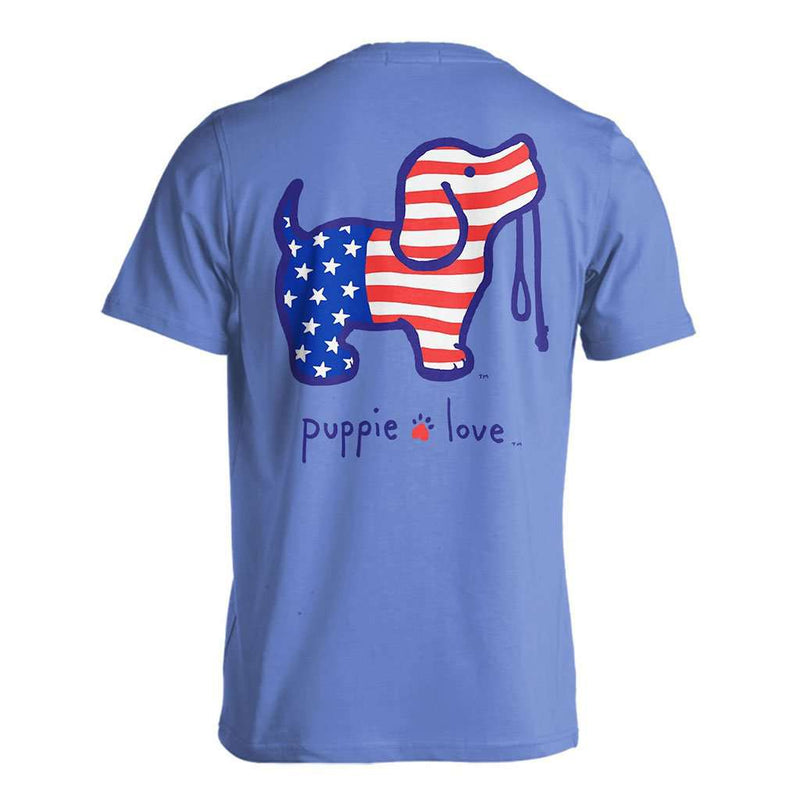 USA Pup Short Sleeve Tee in Carolina Blue by Puppie Love - Country Club Prep
