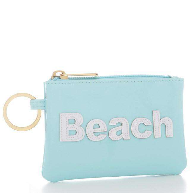 Kelly Case Change Purse in Light Blue with White Beach by Lolo - Country Club Prep