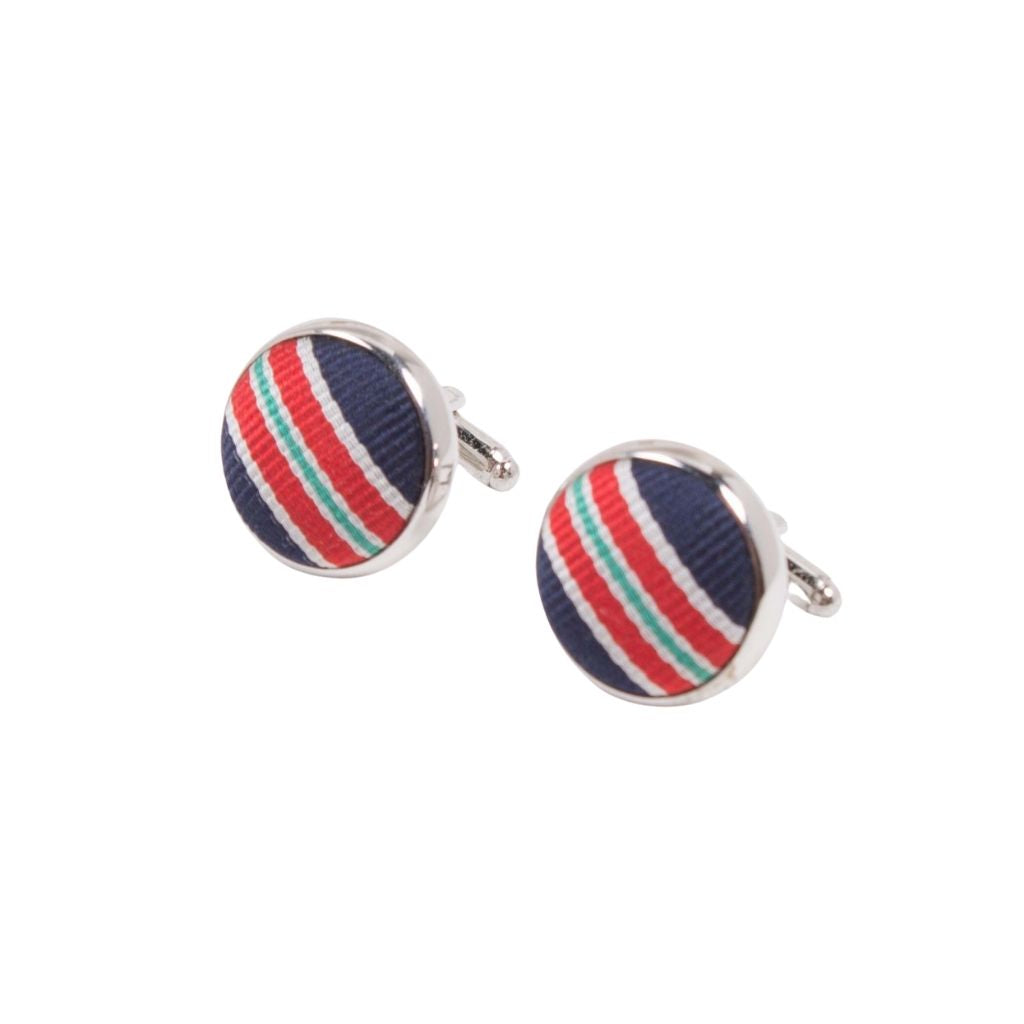 River Sisters Silk Fabric Cufflinks in Navy by Bird Dog Bay - Country Club Prep