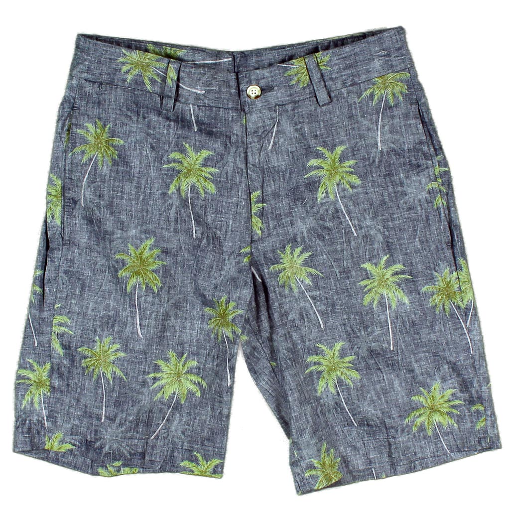 The Social Palm Linen Short in Navy by Country Club Prep - Country Club Prep