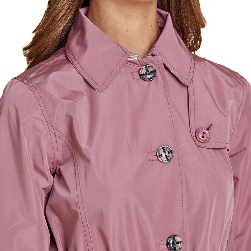 Barbour Reversible Oak Trench Coat in Ice Rose and Summer Tartan