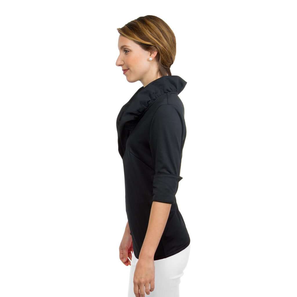 Jersey Ruffneck 3/4 Sleeve Top by Gretchen Scott Designs - Country Club Prep