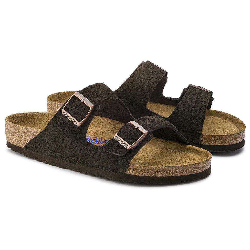 Women's Arizona Sandal in Mocha Suede Leather with Soft Footbed by Birkenstock - Country Club Prep