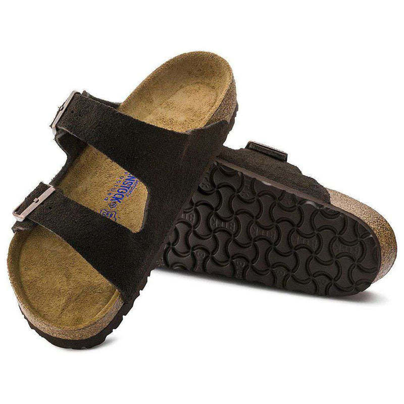 Women's Arizona Sandal in Mocha Suede Leather with Soft Footbed by Birkenstock - Country Club Prep