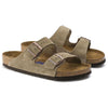 Women's Arizona Sandal in Taupe Suede Leather with Soft Footbed by Birkenstock - Country Club Prep