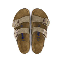 Women's Arizona Sandal in Taupe Suede Leather with Soft Footbed by Birkenstock - Country Club Prep